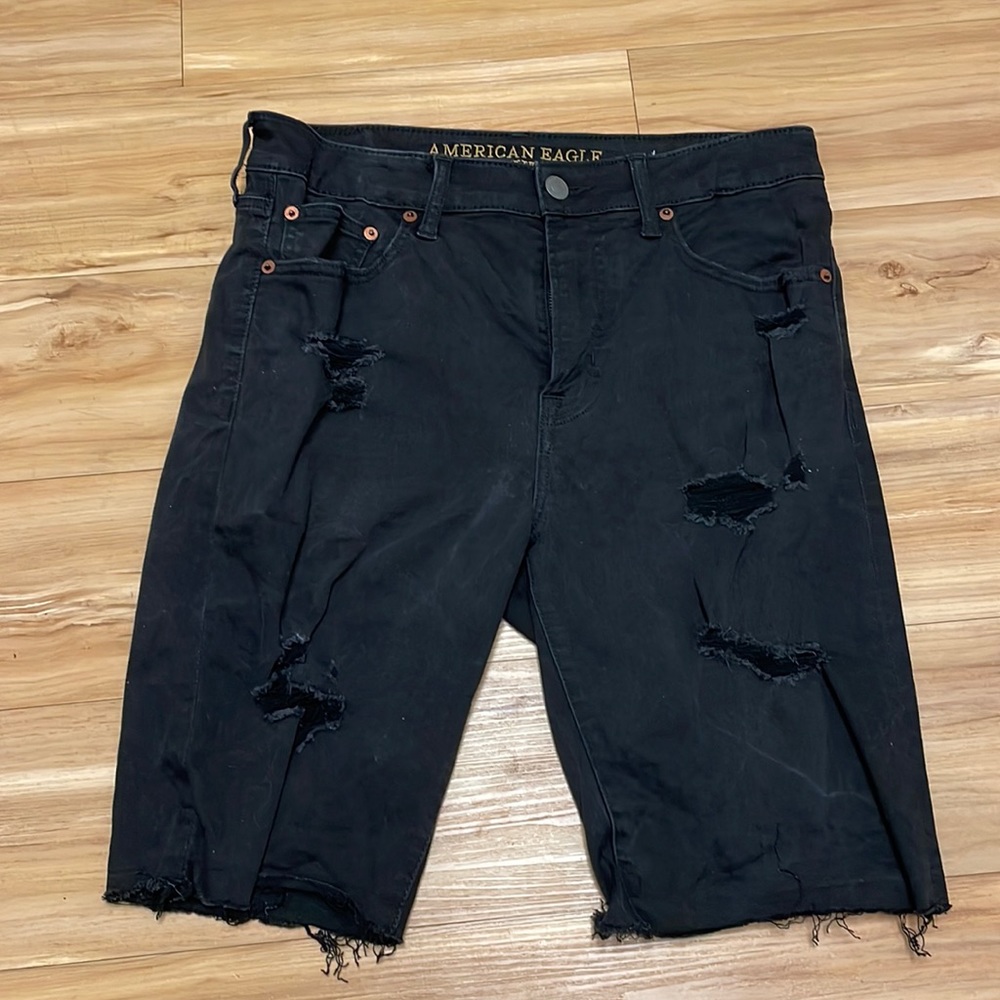 Black American Eagle Jean Shorts (Size: 32)